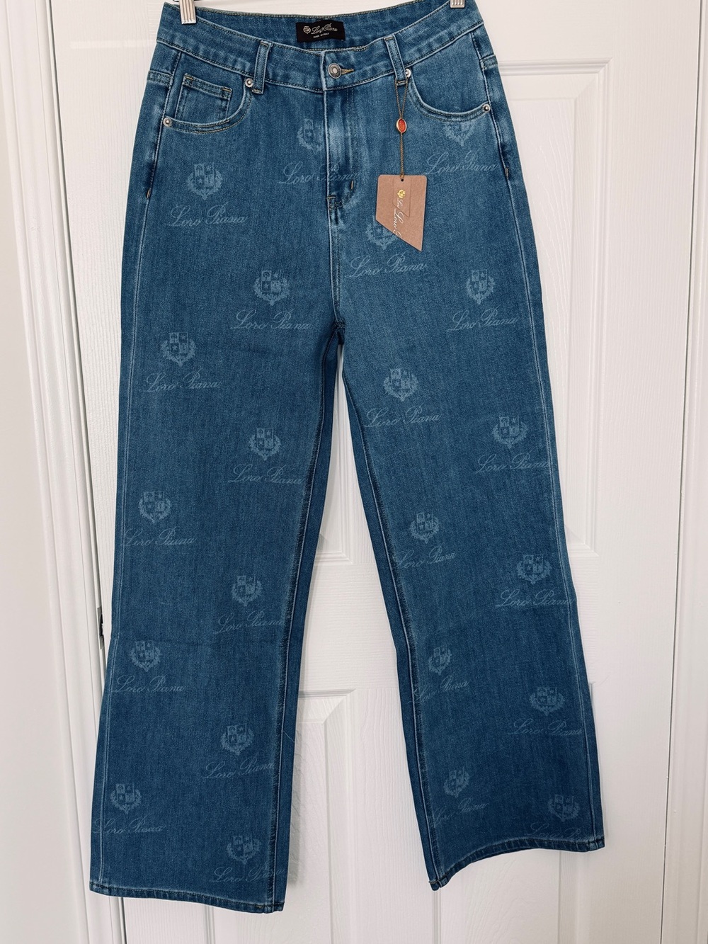 Loro Piana Light Blue Denim Jeans with Gold Stitching(outlet)